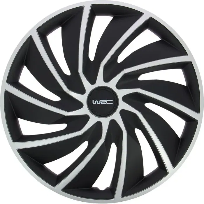 WRC Enjoliveurs de Roue 4 Pièces Bi-couleur 16 Pouces Noir Mat / Gris Argenté ABS Vernis Brillant WRC Enjoliveurs de Roue 4 Pièces Bi-couleur 16 Pouces Noir Mat / Gris Argenté ABS Vernis Brillant