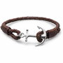 Tom Hope Bracelet Havana BR Brown Leather Anchor SS M Marron Taille M