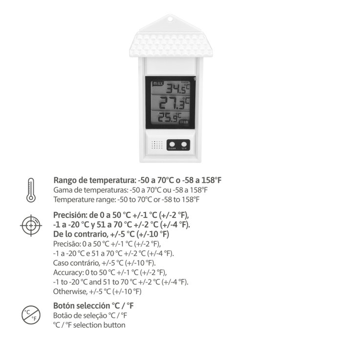 ORYX Thermomètre Numérique Intérieur/Extérieur