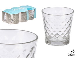 Vivalto Set de 6 Verres Rombos 280 ml Transparent Verre 27.5x9x16 cm (Set de 8)