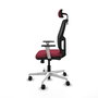 Chaise Alfera Synchrone/Traslack Maille/tissu Bordeaux Maille Noir Structure polyamide blanc Accoudoirs noirs et blancs Appui-tête 2D Roulettes 65mm nylon