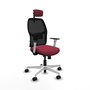 Chaise Alfera Synchrone/Traslack Maille/tissu Bordeaux Maille Noir Structure polyamide blanc Accoudoirs noirs et blancs Appui-tête 2D Roulettes 65mm nylon