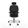 Chaise Alfera Synchrone/Traslack Maille/tissu Bordeaux Maille Noir Structure polyamide blanc Accoudoirs noirs et blancs Appui-tête 2D Roulettes 65mm nylon