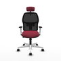 Chaise Alfera Synchrone/Traslack Maille/tissu Bordeaux Maille Noir Structure polyamide blanc Accoudoirs noirs et blancs Appui-tête 2D Roulettes 65mm nylon