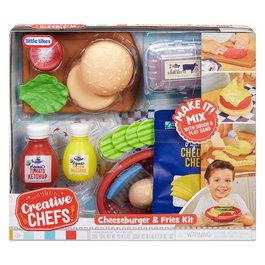Little Tikes Creative Chefs Kit Cheeseburger And Fries 643194 - Jouet de cuisine réaliste avec plus de 22 accessoires et pâte réutilisable pour enfants dès 3 ans