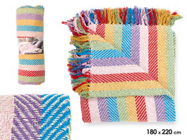 GIFTDECOR Multiusos Multicolore à rayures 180 x 220 cm
