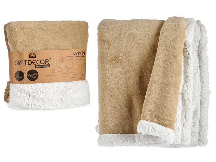 GIFTDECOR Manta Coral y Sherpa 130x170cm Couleur Piedra GIFTDECOR Manta Coral y Sherpa 130x170cm Couleur Piedra