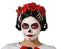 Déguisement Catrina avec Coiffure et Fleurs Rouges pour Femme - Fête des Morts