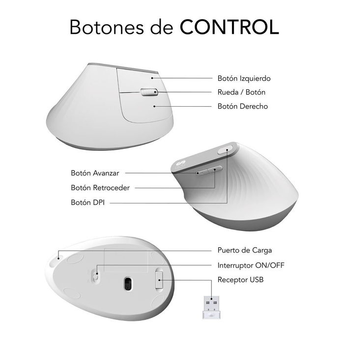 Souris Optique Ergonomique Subblim SUBMO-EDNVW02 Blanc 4000 dpi