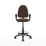 Tabouret Aýna taburete Contact permament de base Tissu Marron foncé Structure polyamide noire Accoudoirs fixes Sans appui-tête Roulettes pour moquette