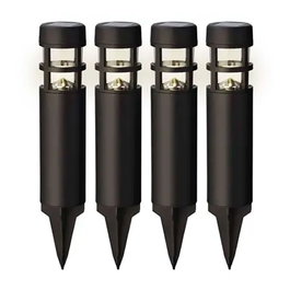 Lumineo Lot de 4 Piquets Solaires Noirs, 1 LED Lumière Blanc Chaud