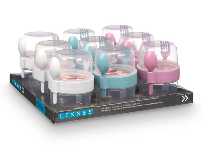 Leknes Lot de 4 Boîtes de Rangement Couverts Plastique 800 ml Assorties 12x14x10 cm (Set de 18)