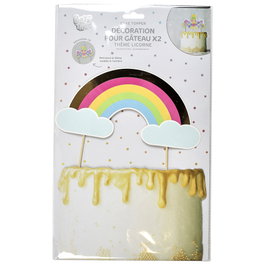 Party Time Set de 2 Décorations de Licorne pour Gâteaux
