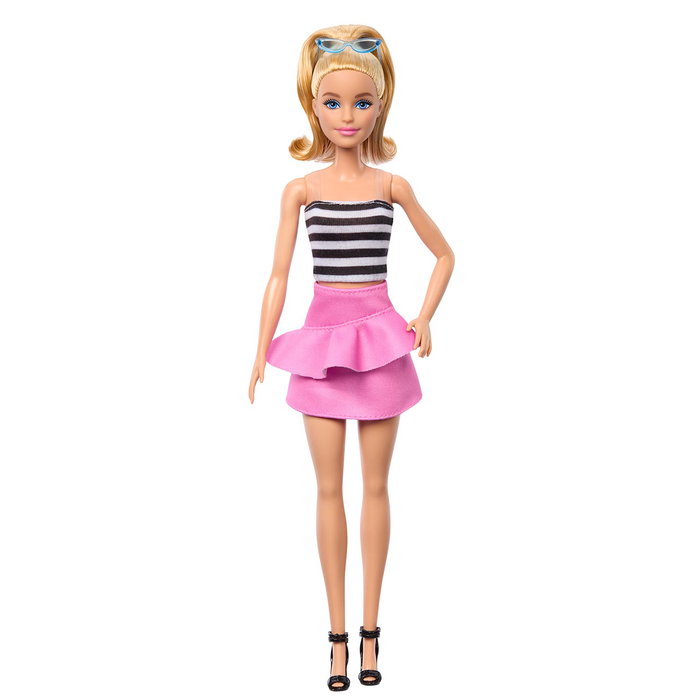 Barbie Fashionista Top Rayas Con Falda Rosa Hrh11 - Poupée de Collection avec Top Rayé Blanc et Noir et Jupe Rose Froncée, Accessoires et Packaging Multilingue - À Partir de 3 Ans Barbie Fashionista Top Rayas Con Falda Rosa Hrh11 - Poupée de Collection avec Top Rayé Blanc et Noir et Jupe Rose Froncée, Accessoires et Packaging Multilingue - À Partir de 3 Ans