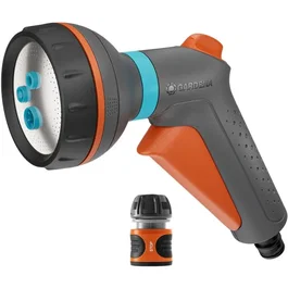 GARDENA Pistolet d'arrosage Classic Multi-applications avec raccord Aquastop - 4 jets, débit réglable, résistant au gel