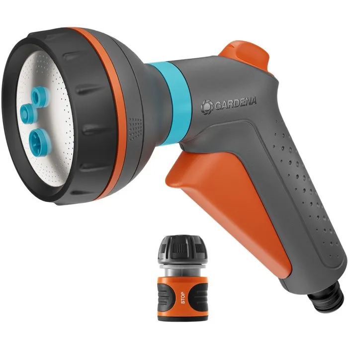 GARDENA Pistolet d'arrosage Classic Multi-applications avec raccord Aquastop - 4 jets, débit réglable, résistant au gel GARDENA Pistolet d'arrosage Classic Multi-applications avec raccord Aquastop - 4 jets, débit réglable, résistant au gel