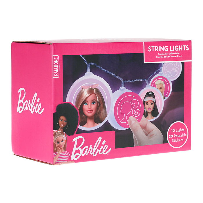 Paladone Barbie Guirlande Lumineuse Décorative 130cm 10 Lumières 20 Stickers (Batteries Non Incluses)