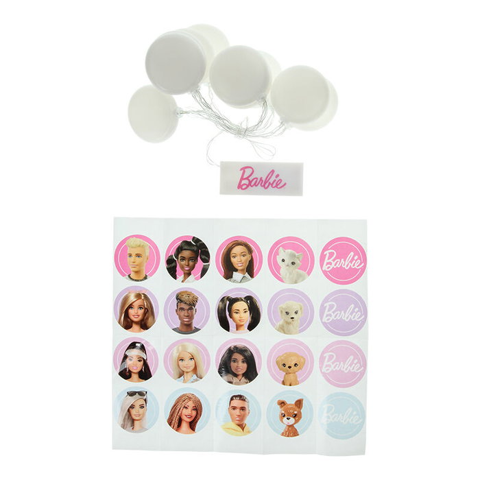 Paladone Barbie Guirlande Lumineuse Décorative 130cm 10 Lumières 20 Stickers (Batteries Non Incluses)