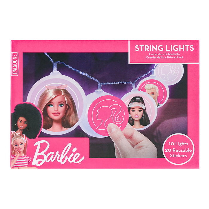 Paladone Barbie Guirlande Lumineuse Décorative 130cm 10 Lumières 20 Stickers (Batteries Non Incluses)