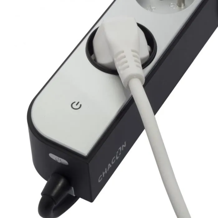 Chacon Multiprise Blanche et Grise, 5 Prises 16A 3500W avec 2 Ports USB, Câble 1.5m HO5VV-F 3x1.5mm², Interrupteur et Sécurité Enfant