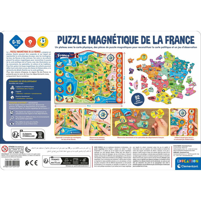 Clementoni Puzzle magnétique de la France