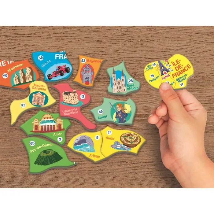 Clementoni - Puzzle magnétique éducatif de la carte de France avec départements et leurs spécificités