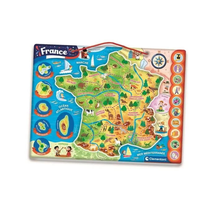 Clementoni - Puzzle magnétique éducatif de la carte de France avec départements et leurs spécificités