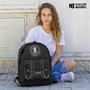 Karactermania Mochila Miércoles Plus Chains - Sac à dos urbain, 43x30x18 cm, noir, ripstop résistant, compartiment principal, bandoulière trolley