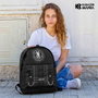Karactermania Mochila Miércoles Plus Chains - Sac à dos urbain, 43x30x18 cm, noir, ripstop résistant, compartiment principal, bandoulière trolley