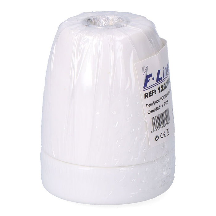 F-Line Porte-ampoule céramique vintage E27, 100W 250V, blanc, diamètre 47 x 59 mm F-Line Porte-ampoule céramique vintage E27, 100W 250V, blanc, diamètre 47 x 59 mm