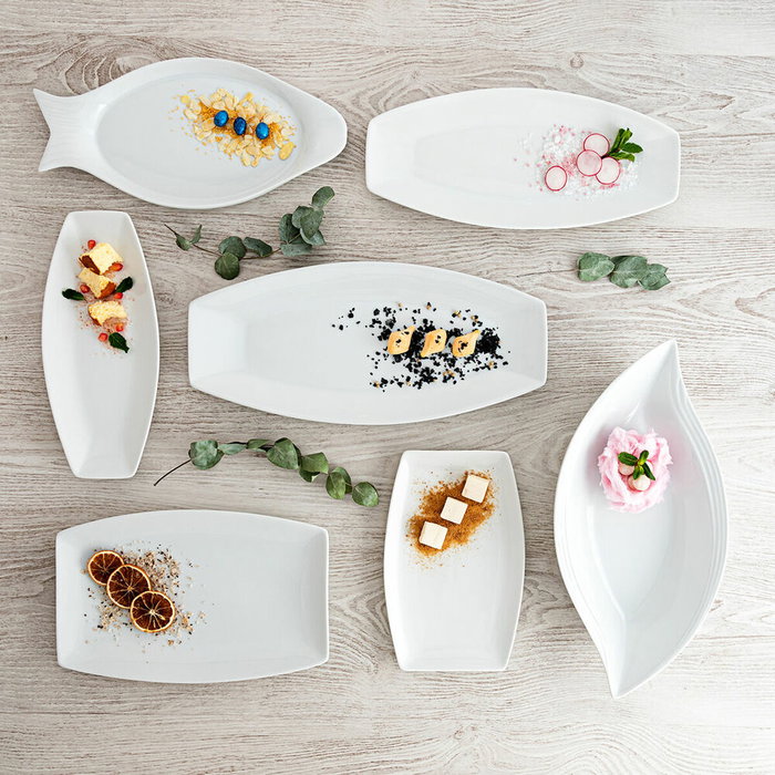 Quid Plat Ovale Gastro en Porcelaine Blanche Brillant 30x13x2.5 cm - Lot de 6