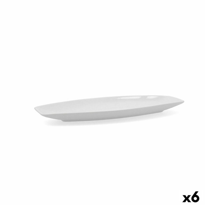 Quid Plat Ovale Gastro en Porcelaine Blanche Brillant 30x13x2.5 cm - Lot de 6