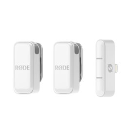 RODE Wireless Micro L - Microphone sans fil pour iPhone/Lightning, blanc, double émetteur avec Intelligent GainAssist