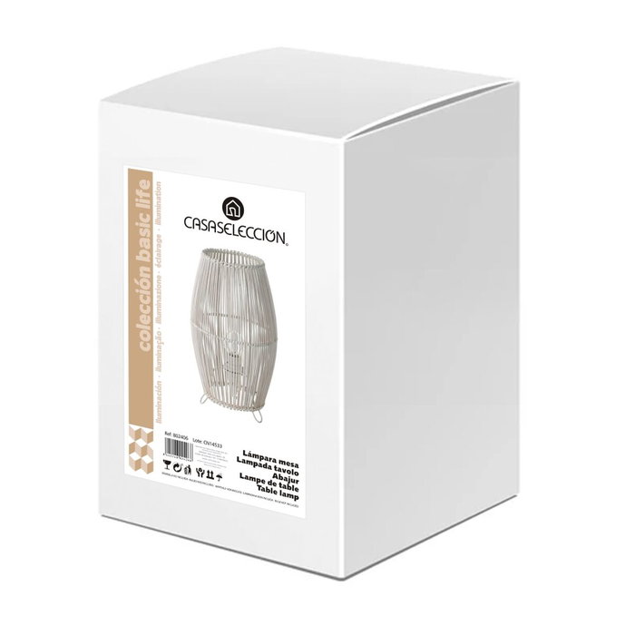 BigBuy Home Lampe de bureau Blanc Métal et Bambou