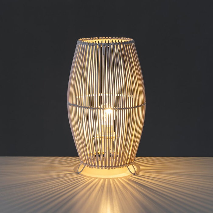 BigBuy Home Lampe de bureau Blanc Métal et Bambou