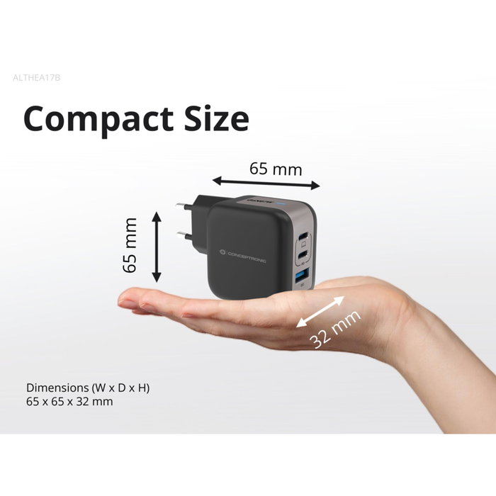 Conceptronic Althea17B Chargeur Mural 67W (2x USB-C, 1x USB-A)