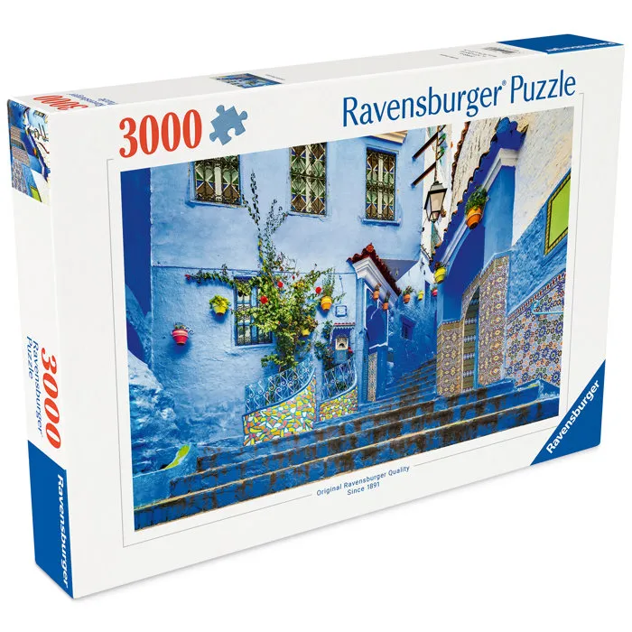 Ravensburger Puzzle 12001893 - Adulte 3000 Pièces - Le Maroc en Bleu - Qualité Supérieure Fabriqué en Europe - Dès 14 Ans