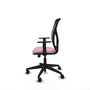 Chaise Motilla Synchrone/Traslack tissu Rose Maille Noir Base pyramidale noire Accoudoir 1D Sans appui-tête Roulettes 65mm nylon