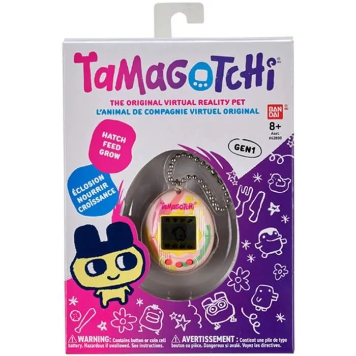 Bandai Tamagotchi Original 42883 - Animal électronique virtuel avec écran et 2 jeux (icône, nombre) - Évoluez parmi 7 personnages