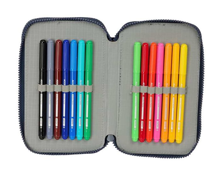 Safta Plumier double compartiment 29 pièces l'enfant "Kook" 12,5x19,5x4cm - pour enfant à partir de 3 ans