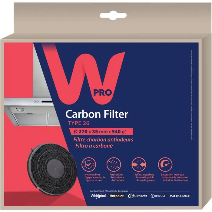 WPRO Filtre charbon hotte FAC269/1 Anti-odeurs Hygiene plus