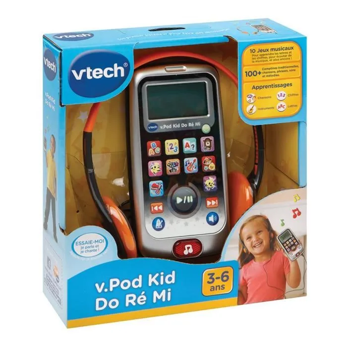 VTech V.Pod Kid Do, Ré, Mi - Lecteur musical éducatif interactif pour enfants 3-6 ans, avec casque et 10 activités rythmées VTech V.Pod Kid Do, Ré, Mi - Lecteur musical éducatif interactif pour enfants 3-6 ans, avec casque et 10 activités rythmées