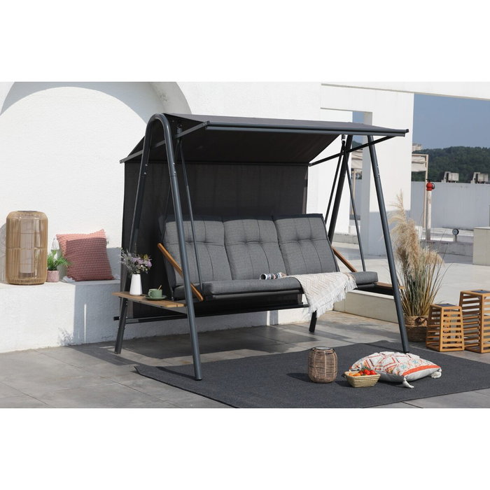 Banc Home ESPRIT Marron Gris foncé Acier Polywood 215 X 120 X 180 CM