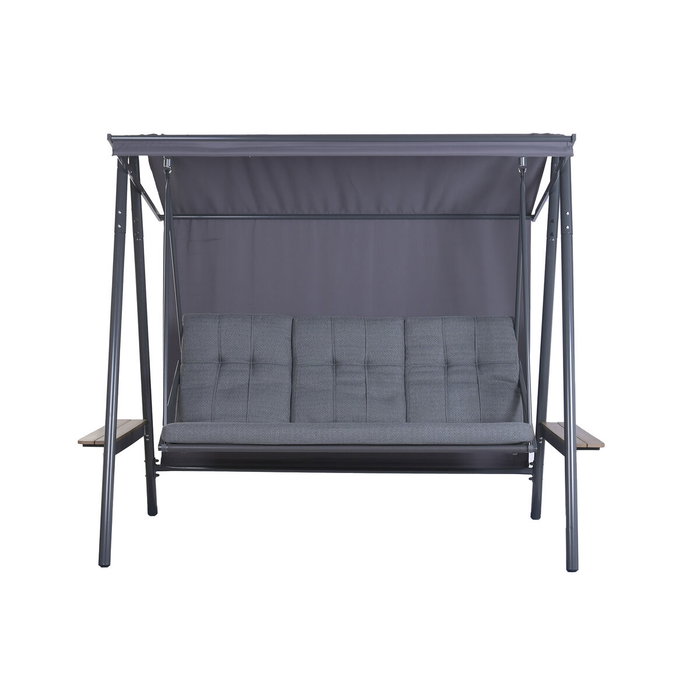 Banc Home ESPRIT Marron Gris foncé Acier Polywood 215 X 120 X 180 CM