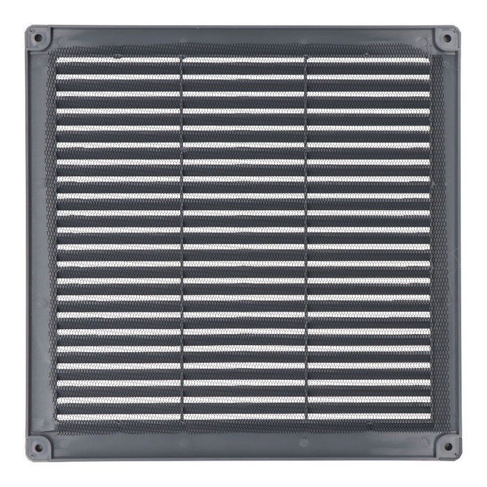 Edm Grille de ventilation carrée ABS gris 250x250x7 mm avec bouchons et moustiquaire