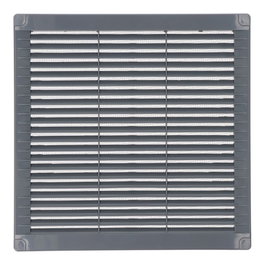 Edm Grille de ventilation carrée ABS gris 250x250x7 mm avec bouchons et moustiquaire