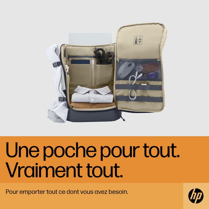 HP Sac à dos Travel pour ordinateur portable 15,6 pouces, 25 litres, bleu, fabriqué à partir de plastique recyclé