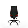 Chaise Elche Asynchrone Cuir écologique Rouge Base pyramidale noire Sans accoudoirs Sans appui-tête Roulettes 65mm pour moquette