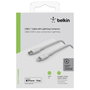 Belkin Câble Boost Charge Lightning vers USB-C tressé, 1 m, Blanc