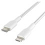 Belkin Câble Boost Charge Lightning vers USB-C tressé, 1 m, Blanc